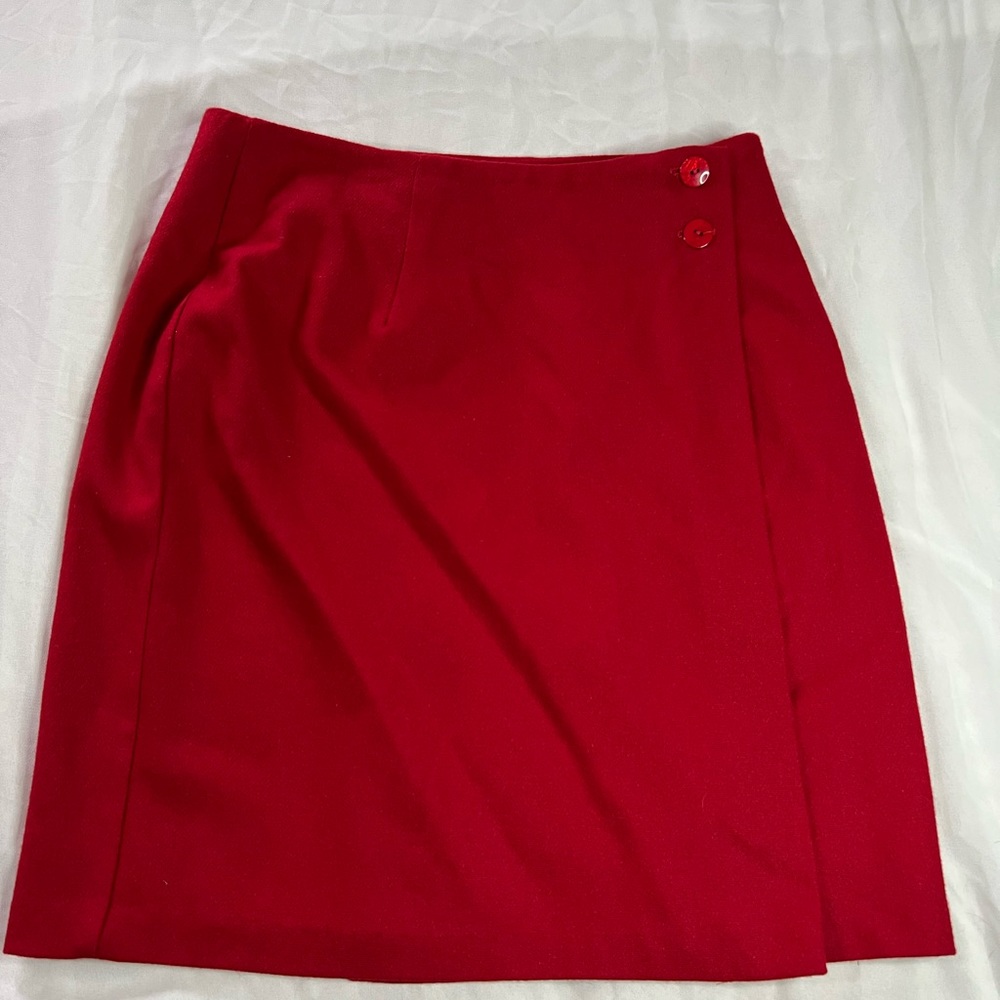 Casual Corner Co red wool wrap skirt